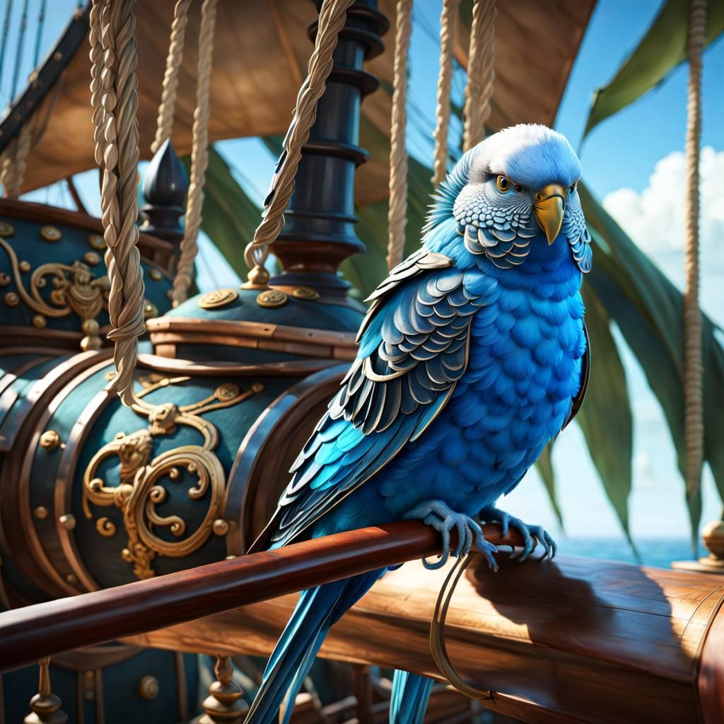 Ahoy Me Hearties Big Budgie On A Pirate Ship Ai Generated Artwork Nightcafe Creator 5190