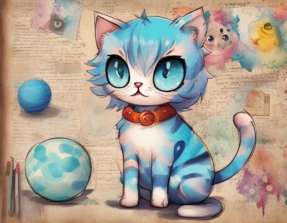  <lora:PR V8 Sketchbook:1.0> super cute kitten playing with a ball of yarn