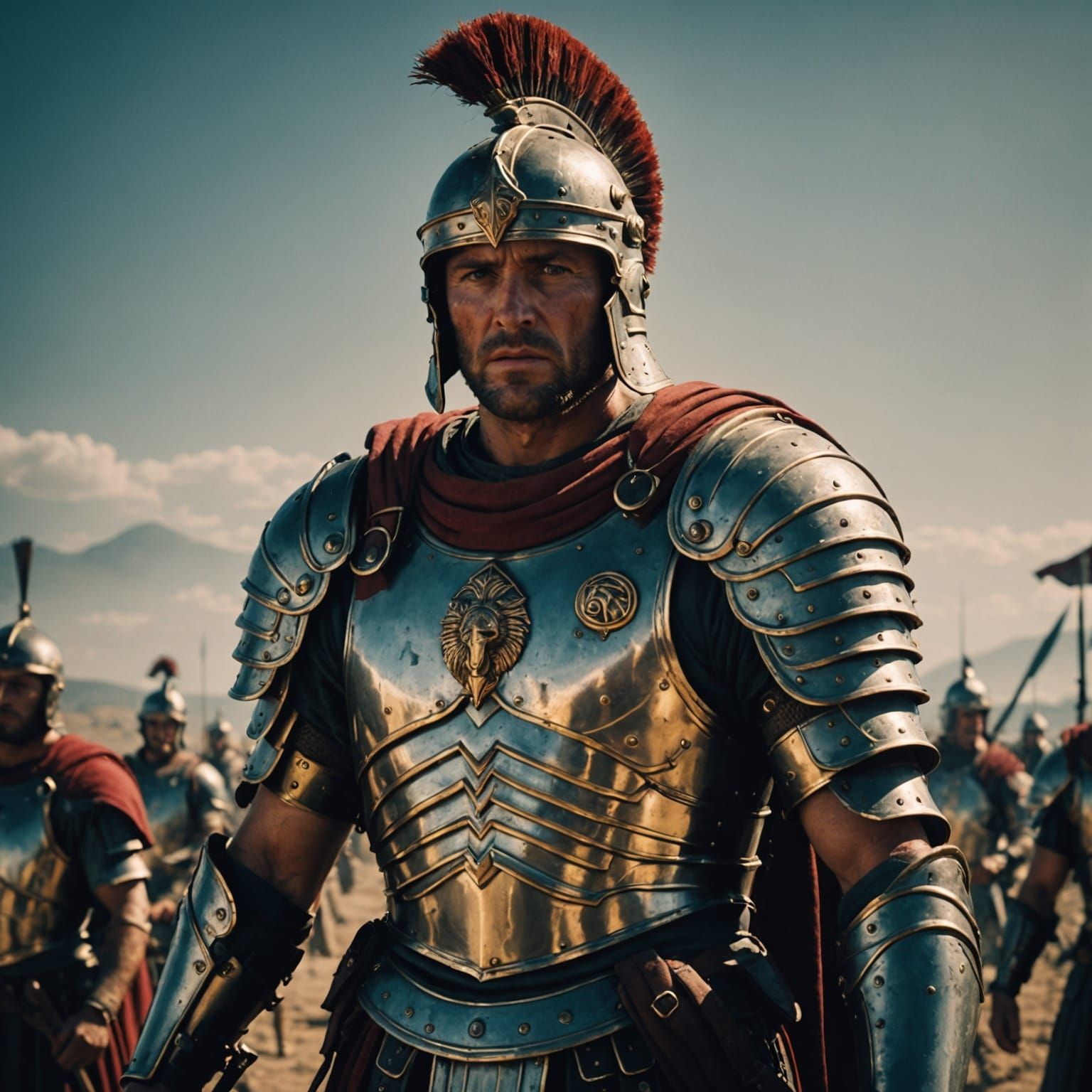 Centurion in Roman Armor, battlefield.