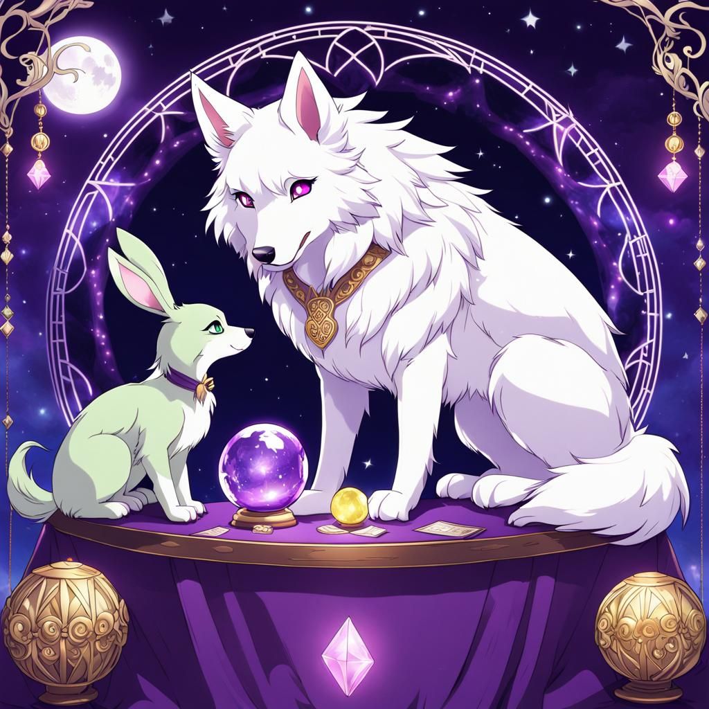 Psychic Wolfie and Rabbit - AI Generated Artwork - NightCafe Creator