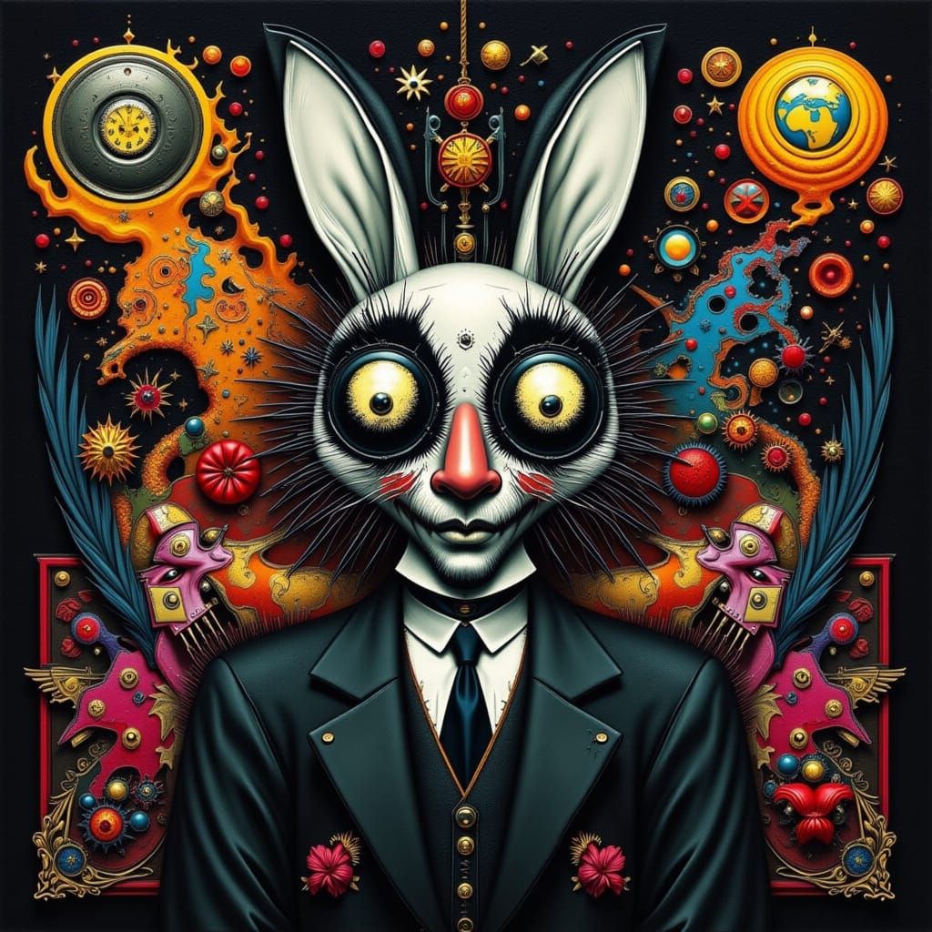 <lora:Bad Bunny:1.0> <lora:Insomnia Flux:1.0> <lora:Missing Persons:1.0> "The Darker Side Of Life/Bad Bunny"