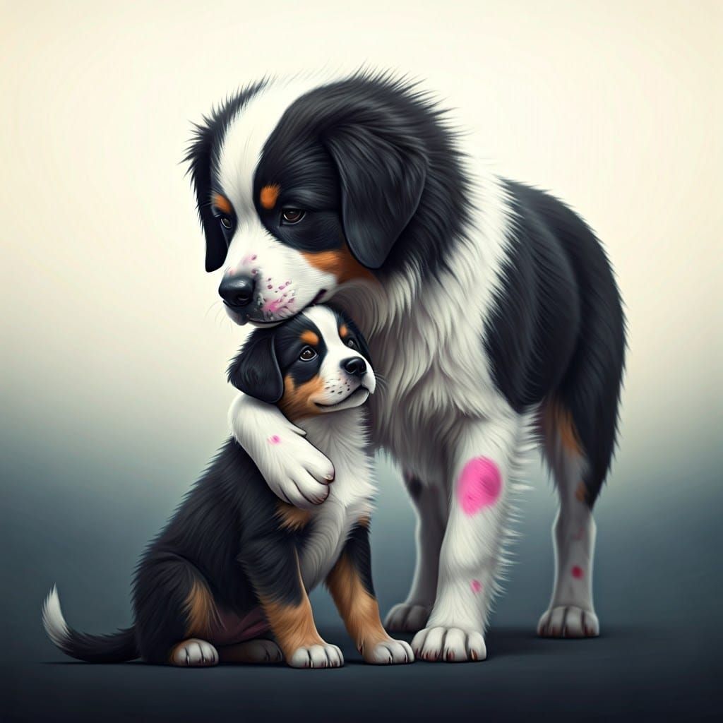 Adorable Motherly Love in Soft Fantasy Style