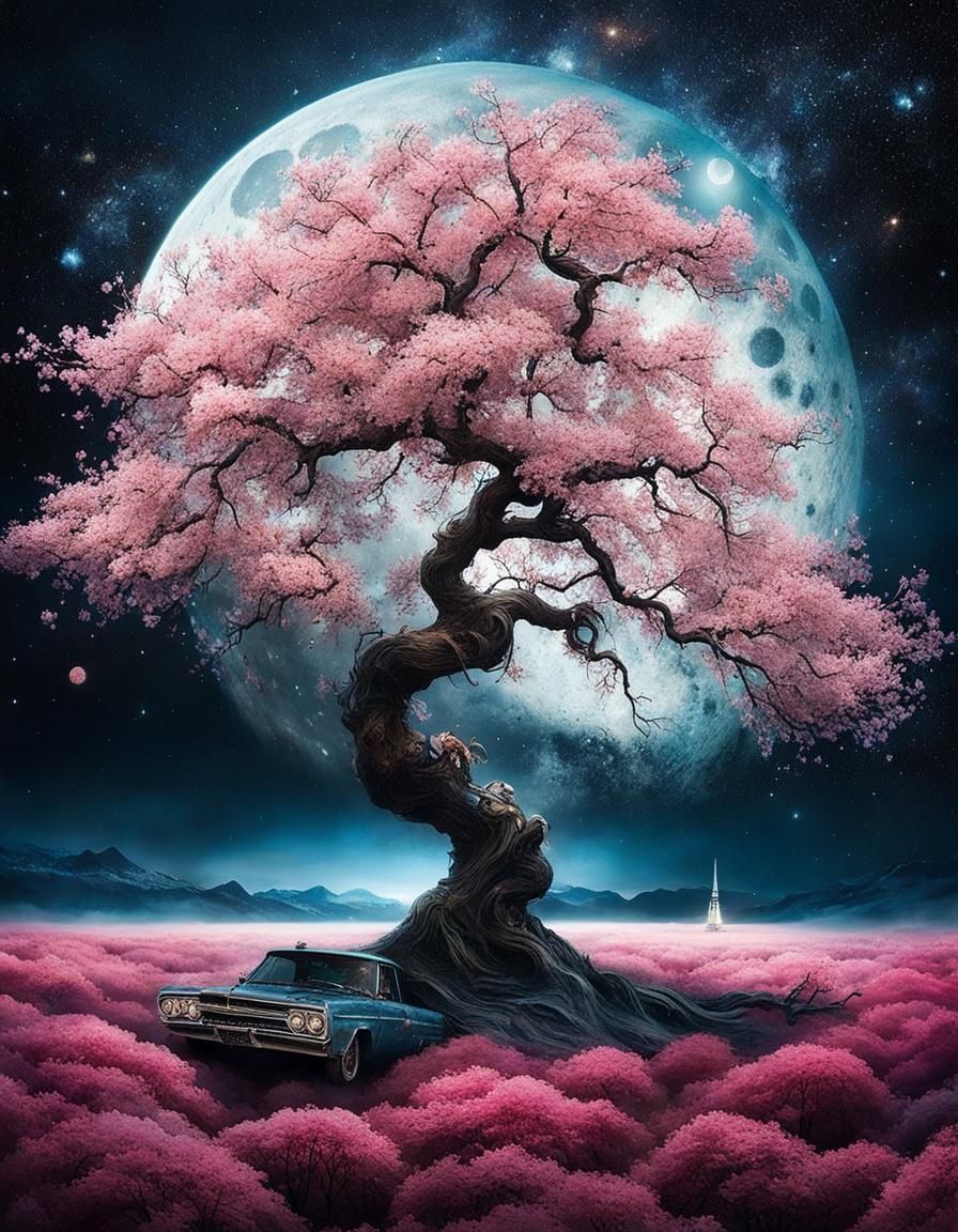 Cherry Blossom Surrealism - AI Generated Artwork - NightCafe Creator