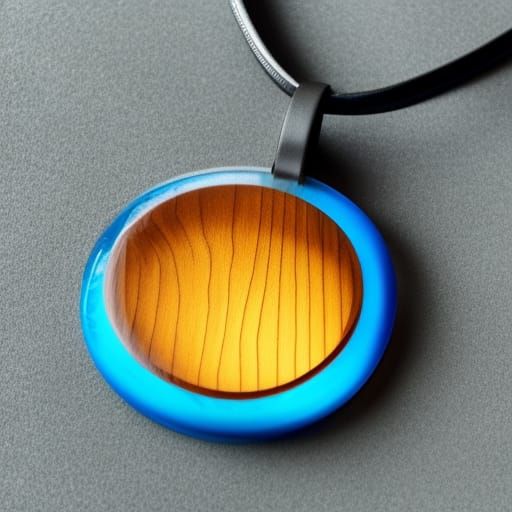 closeup shot, a fusion of cylindrical wood and resin pendant...