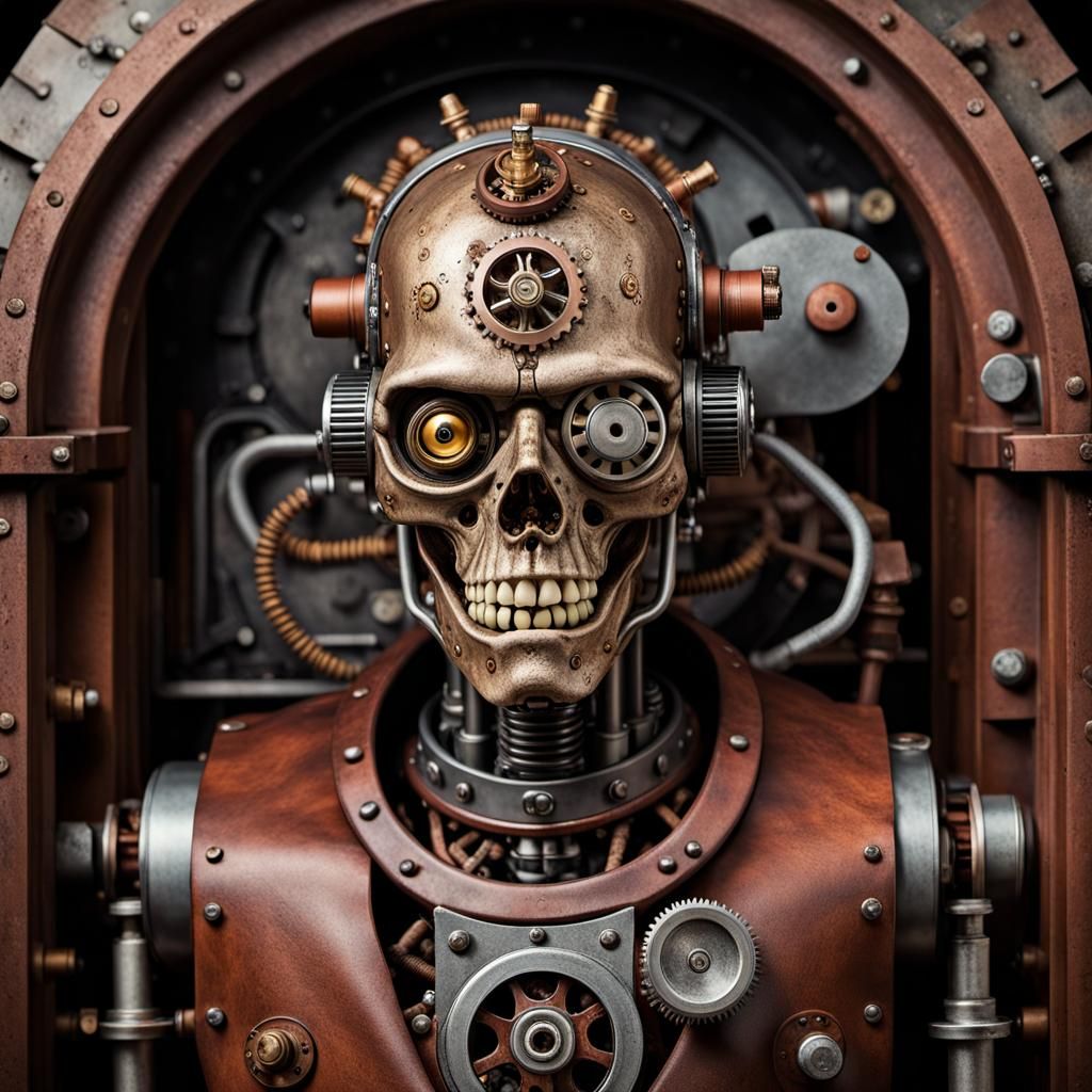 steampunk engine Close-up portrait, color portrait, Linkedin...