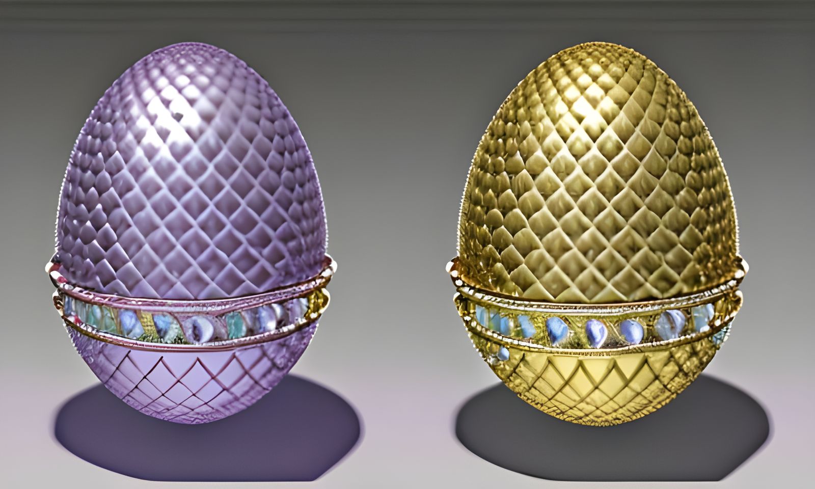 "Fabergé Style Russian Imperial Platinum, Gold & Diamond Ado...