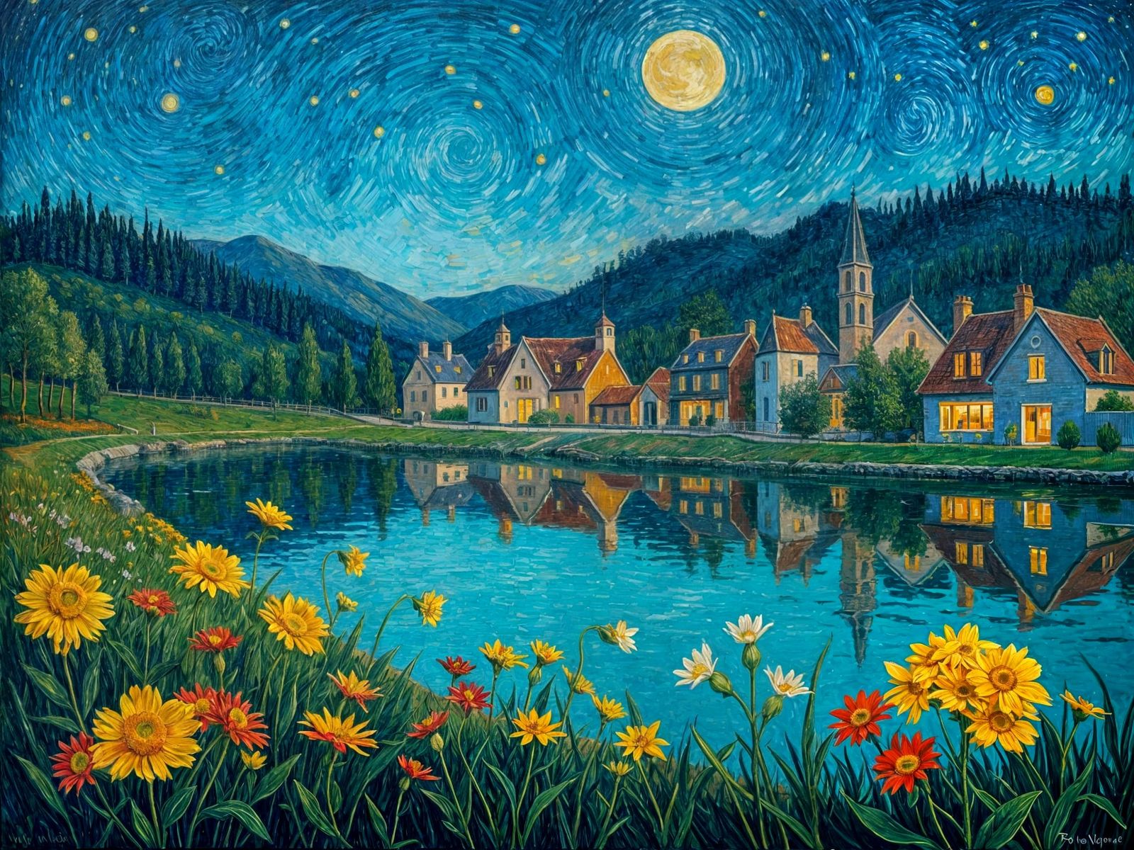 Village by the Lake  by @Dabbler