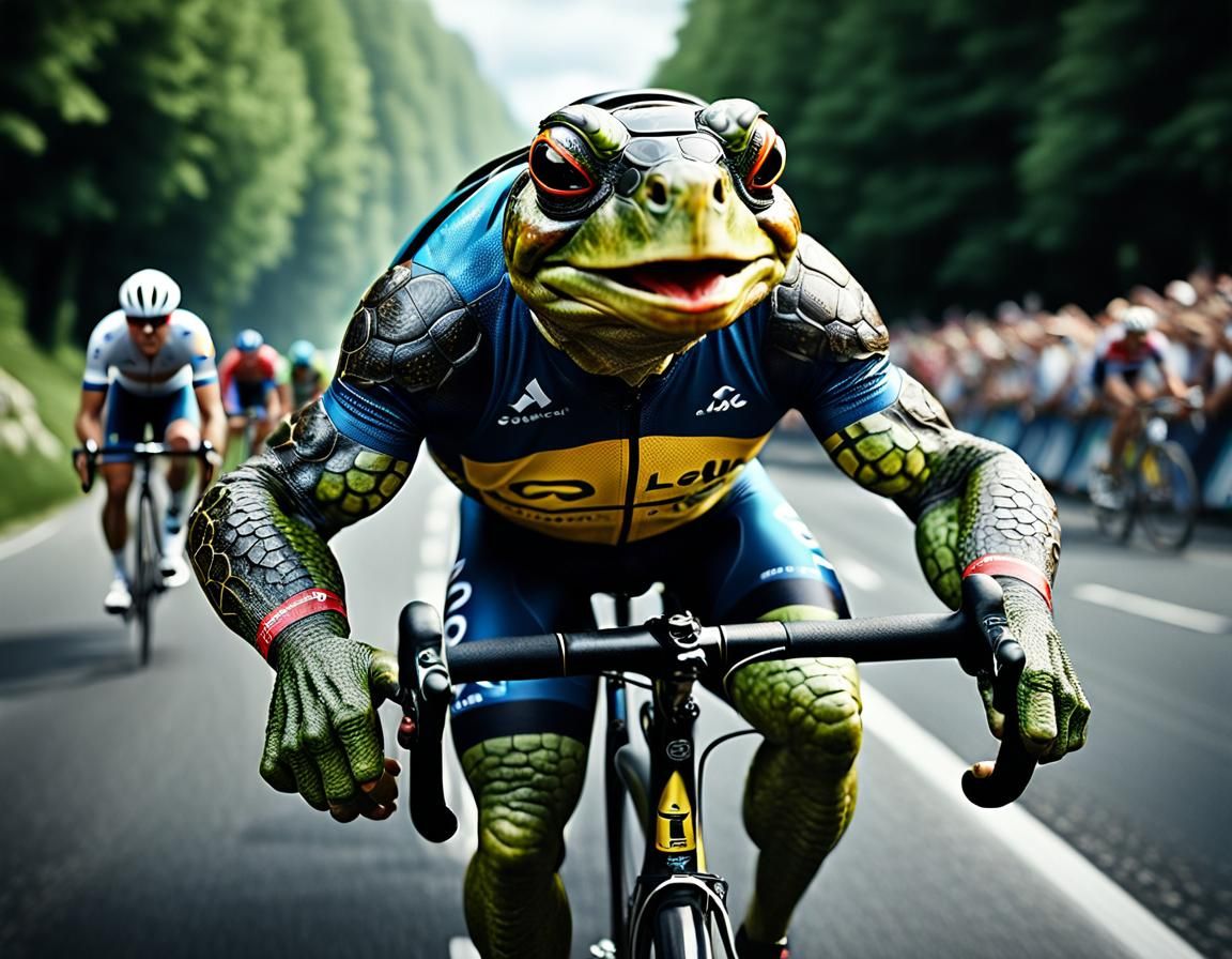 Speedy Turtle at the Tour de France  by @That cinema teacher