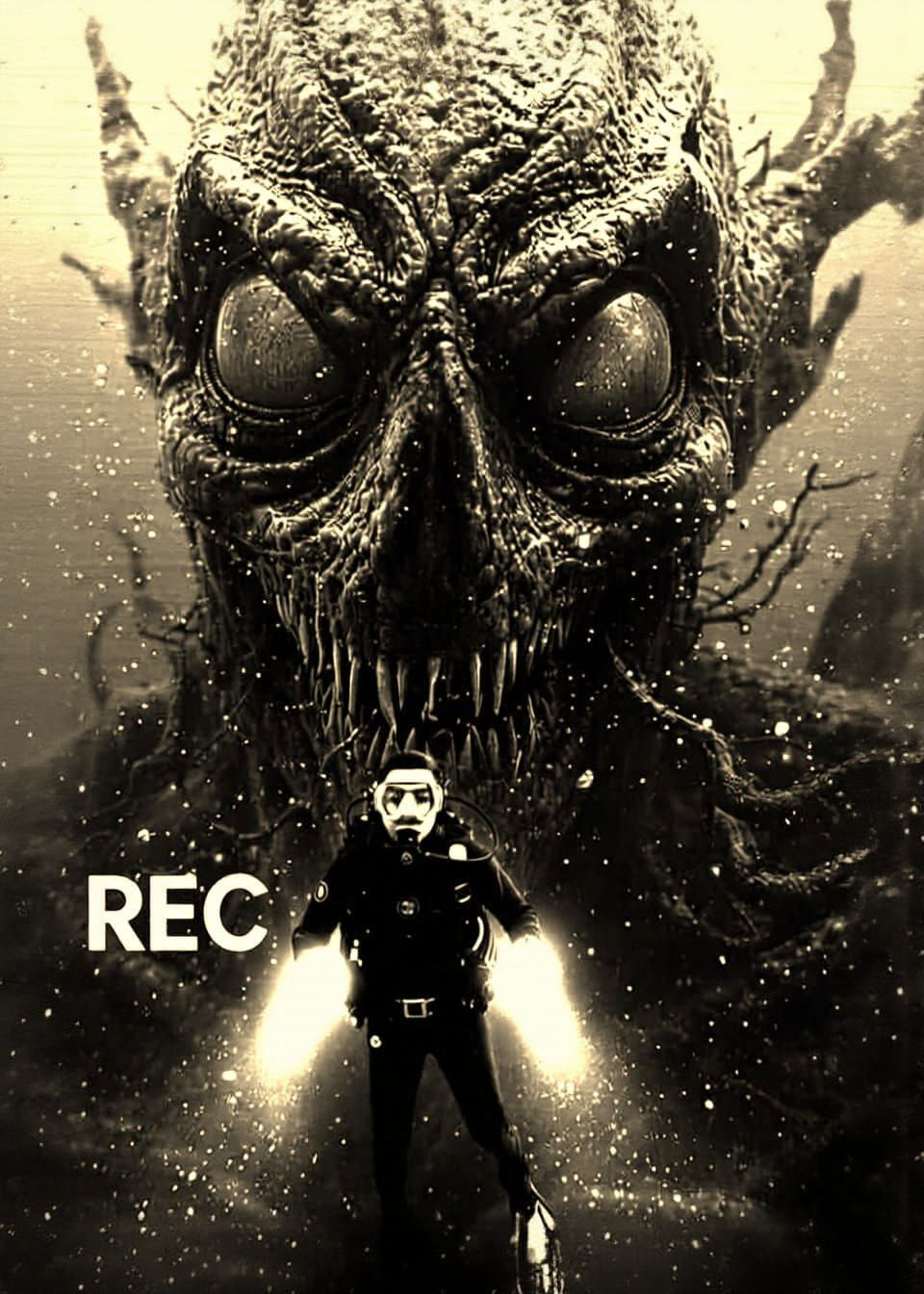 Scary Vintage Black and white style thalassophobia horror RE...