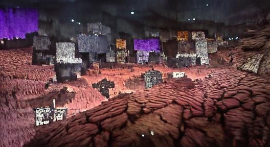 a minecraft screen shot in the nether with nether wasteland ...