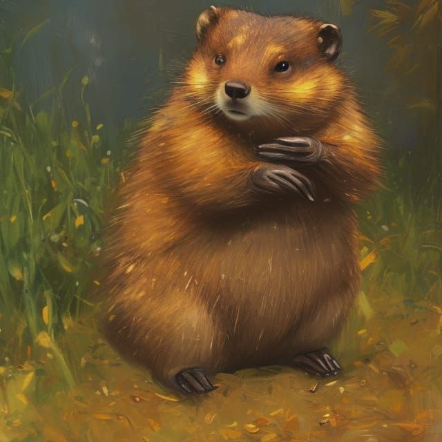 woodchuck in the style of Pendleton Ward and Pino Daeni AI Generated