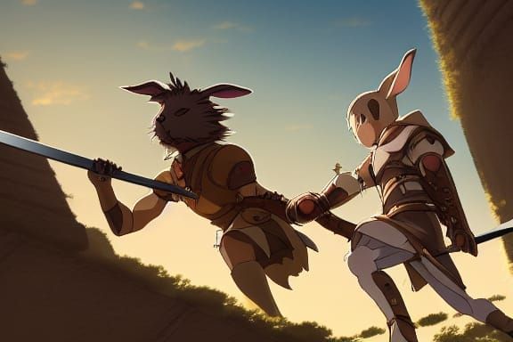 Two furries swordfighting?