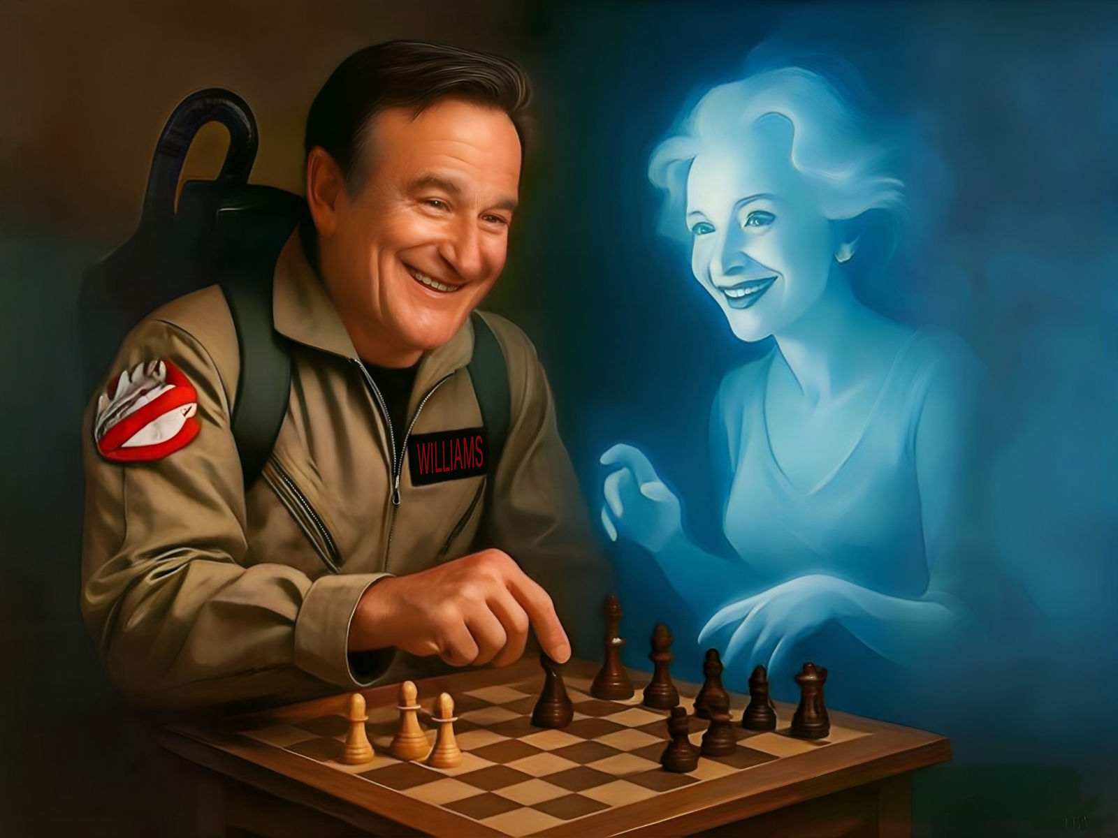 Robin Williams & Ghost playing chess