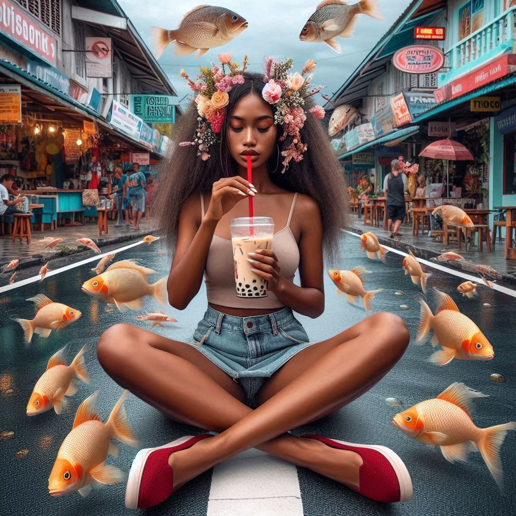 Bubble tea in the street