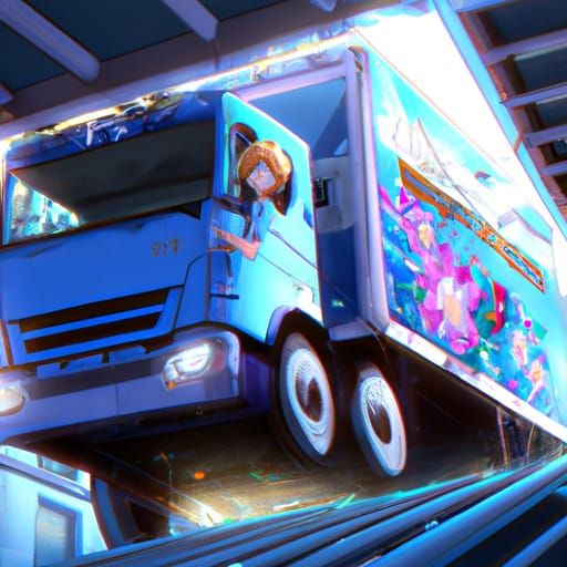 Semi truck in anime - AI Generated Artwork - NightCafe Creator