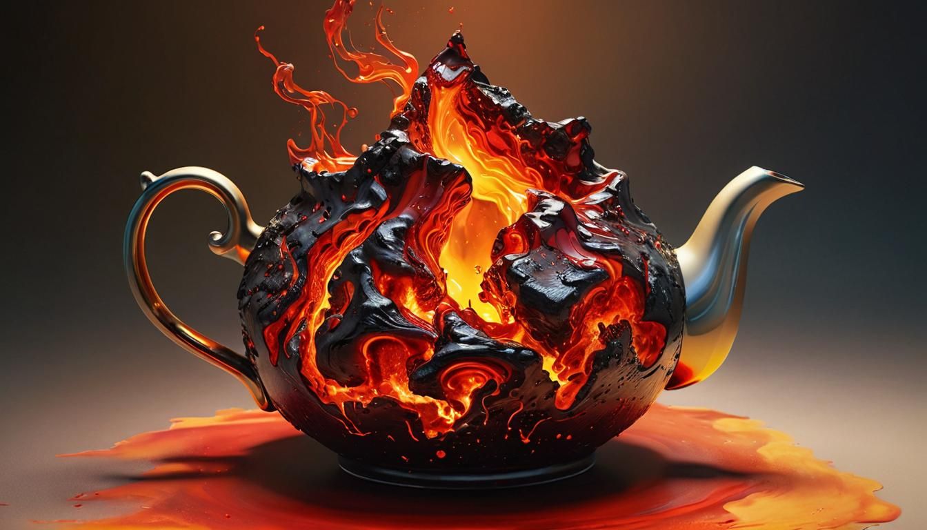 Tea time for fire elementals lavapot of the errupting fire  by @Baneshi