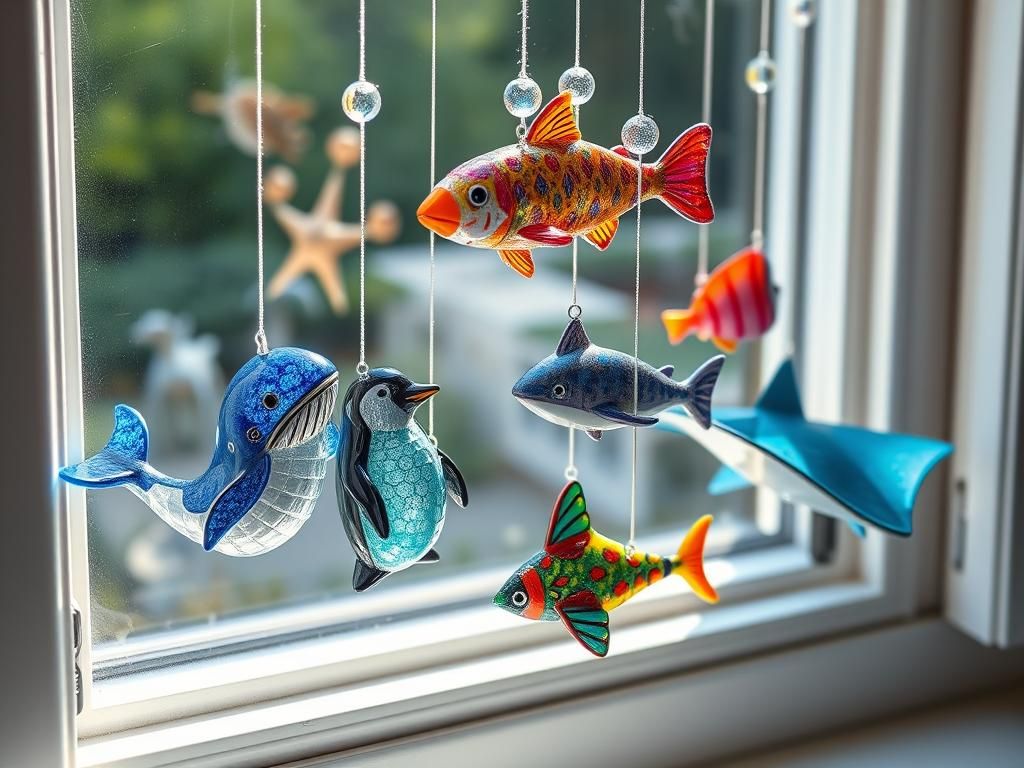 sea figurines in a baby mobile  by @Harmanna