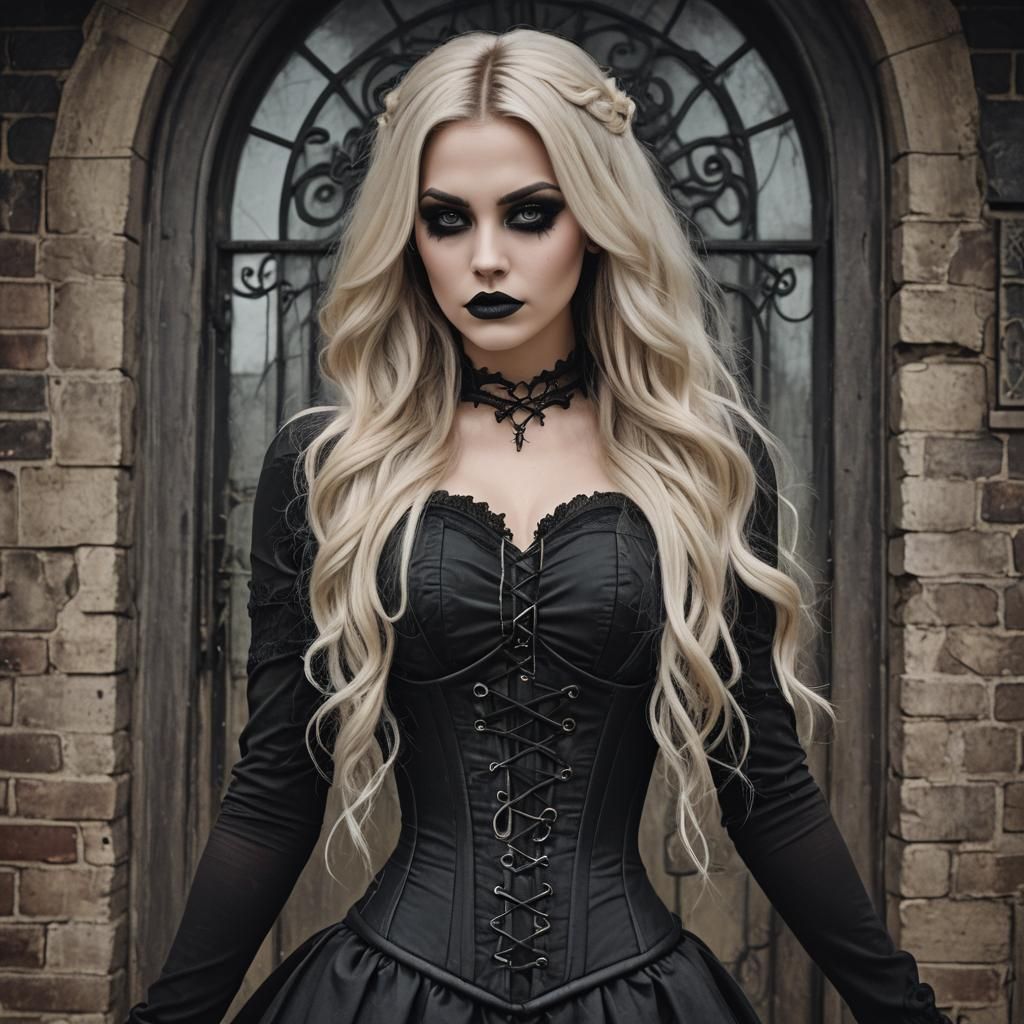 Horror fairytale 20-year-old  with long  Black and blonde Om...