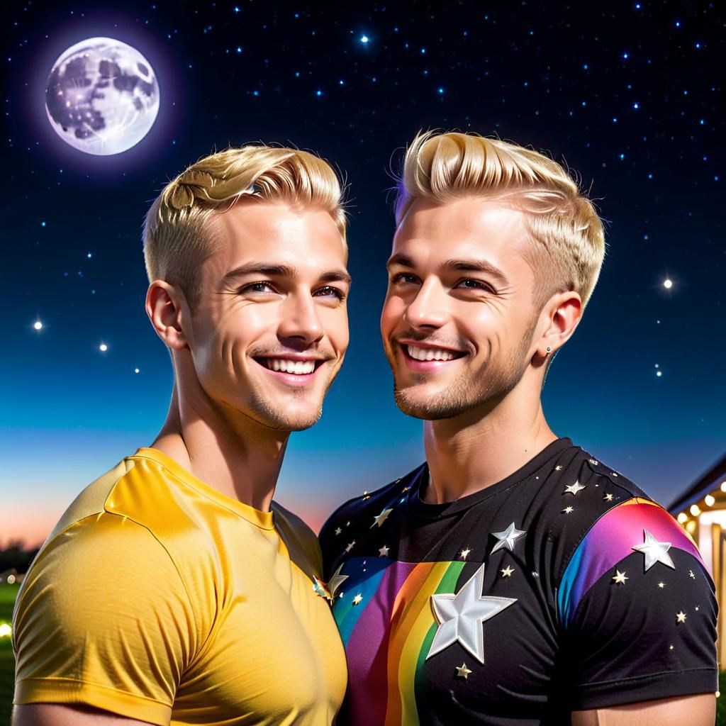 Handsome colorful male couple