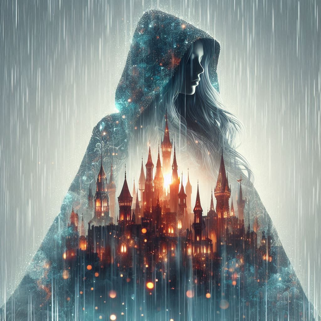 double exposure beautiful fantasy DALL-E 3 portrait landscape..