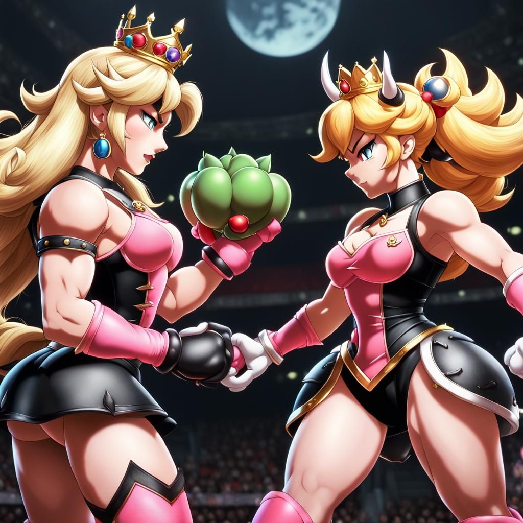 Muscle Mommy Bowsette vs Princess Peach: Battle for the powerup - AI  Generated Artwork - NightCafe Creator