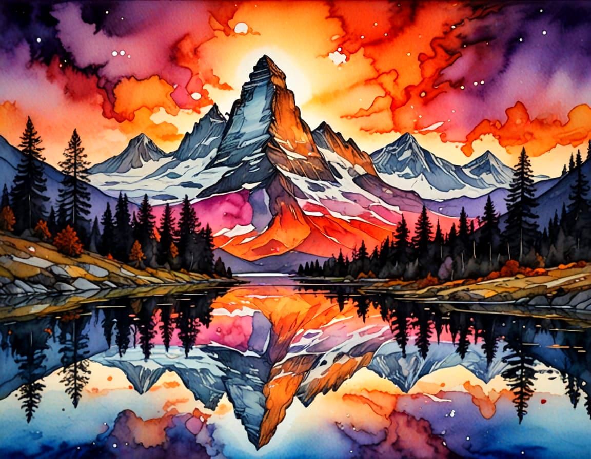  Sunset in the Swiss alps: the Matterhorn  by @Andy