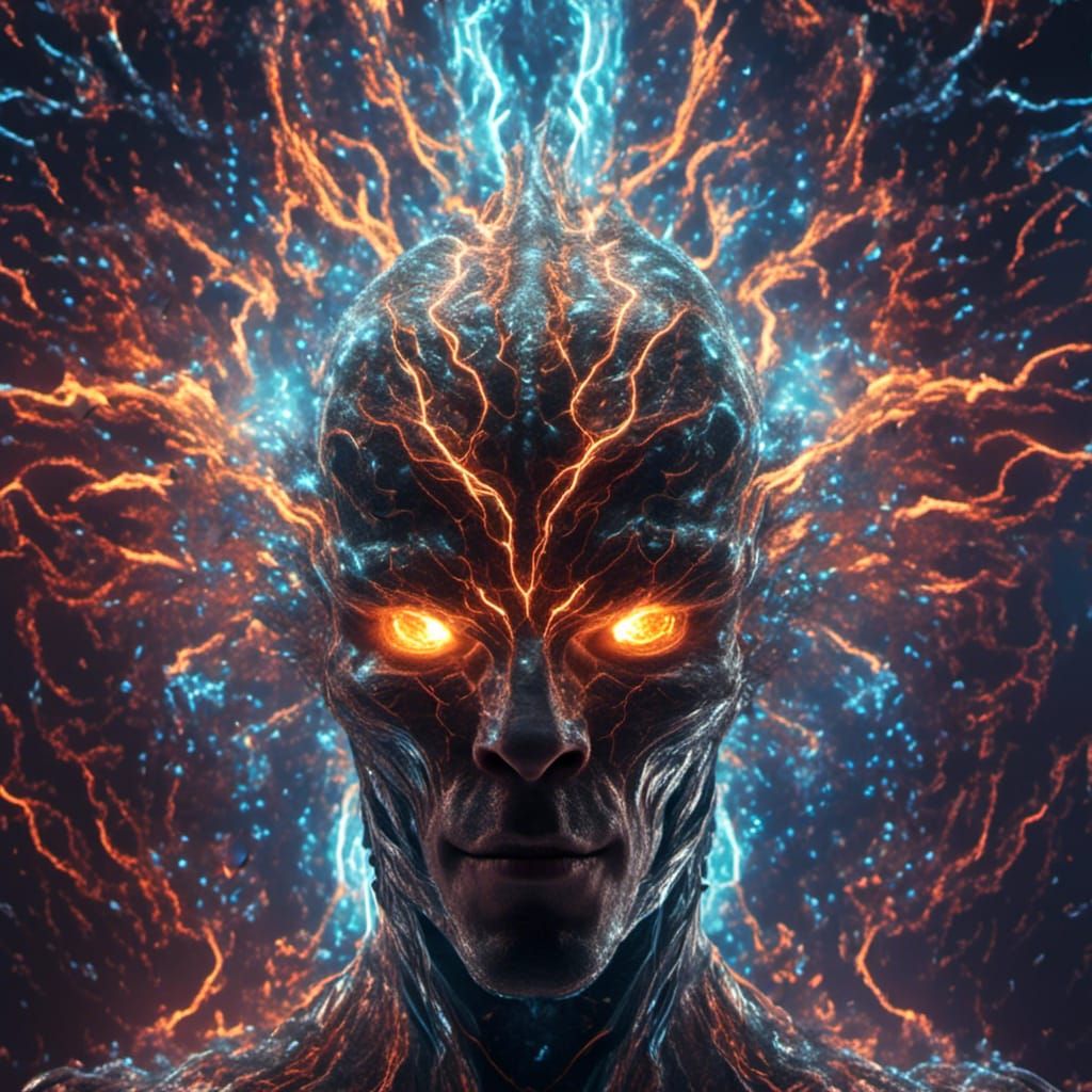 Electric plasma rising out of a man's head  <lora:Tutorialis...