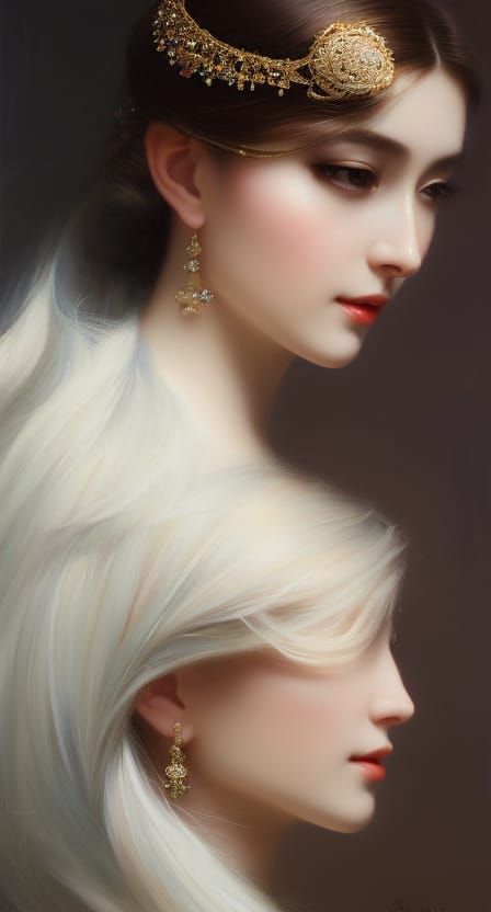 "Princess beautifull ,elegant woman ,painting ,syle ruan jia...