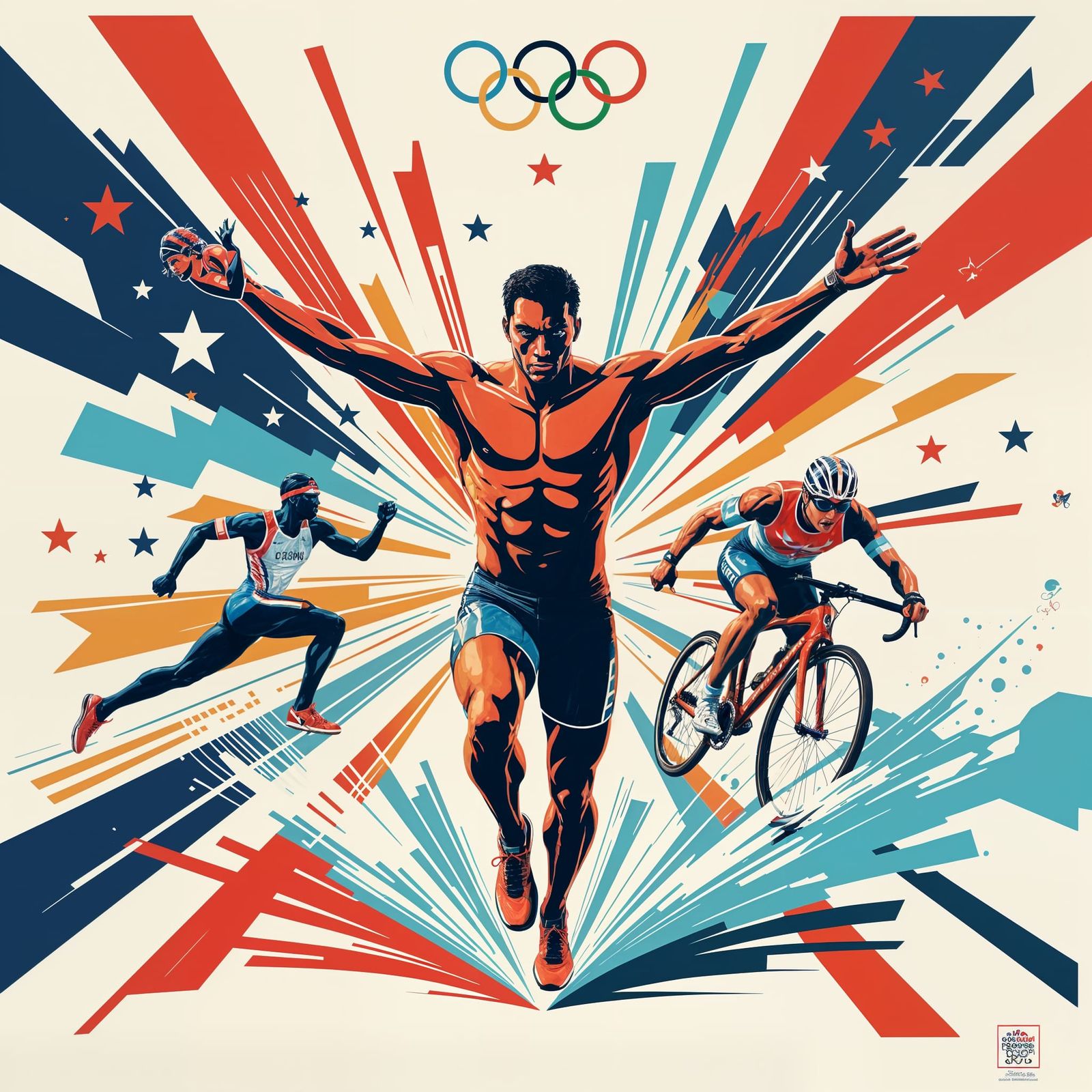 An epic Olympic-style poster celebrating a fusion of sports. A central, heroic figure representing athletic ...  by @Itzla