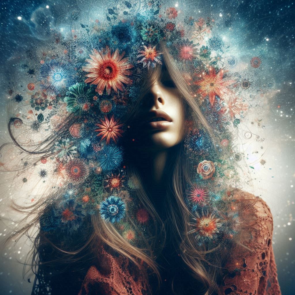 double exposure beautiful fantasy portrait landscape..