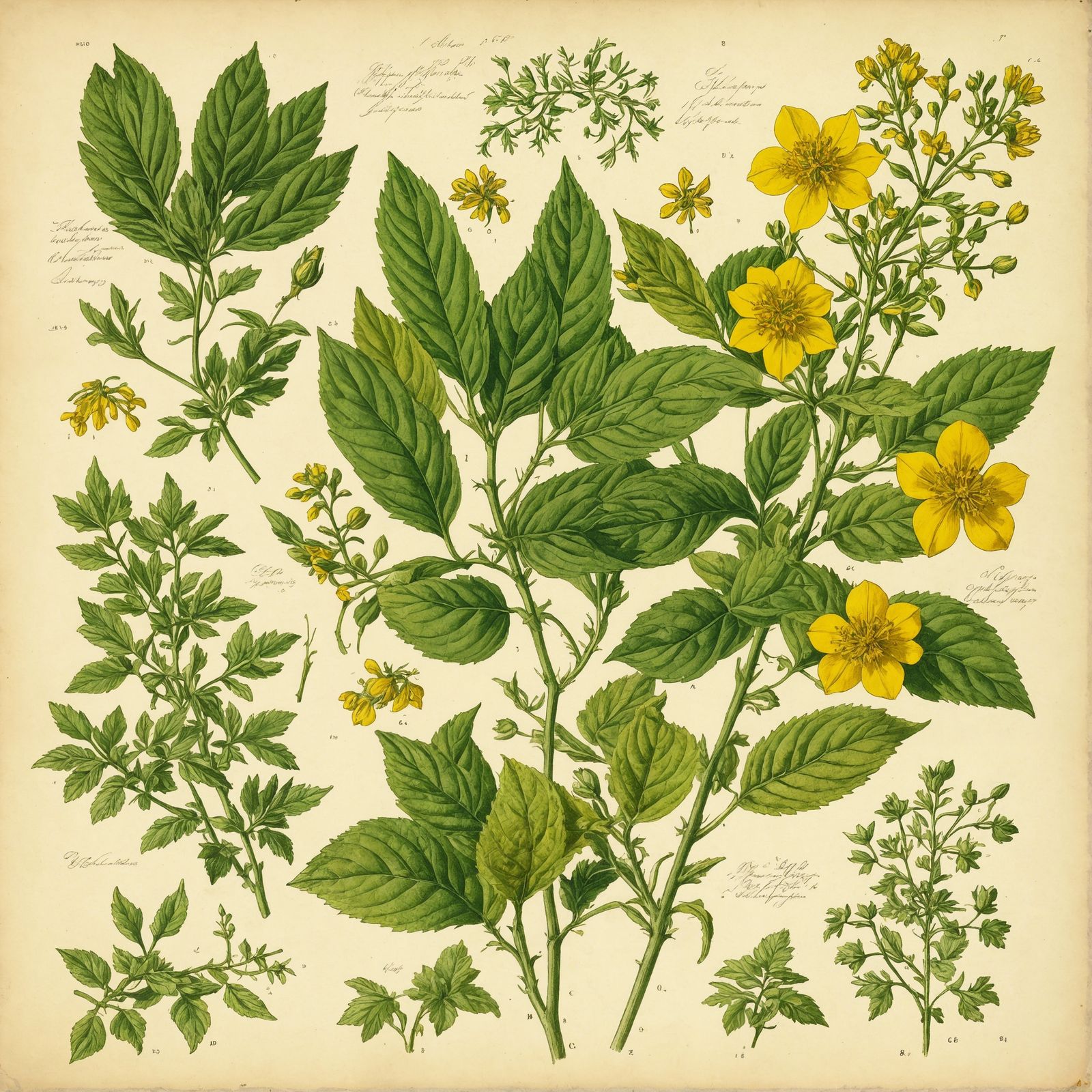 Yellow and green herbarium