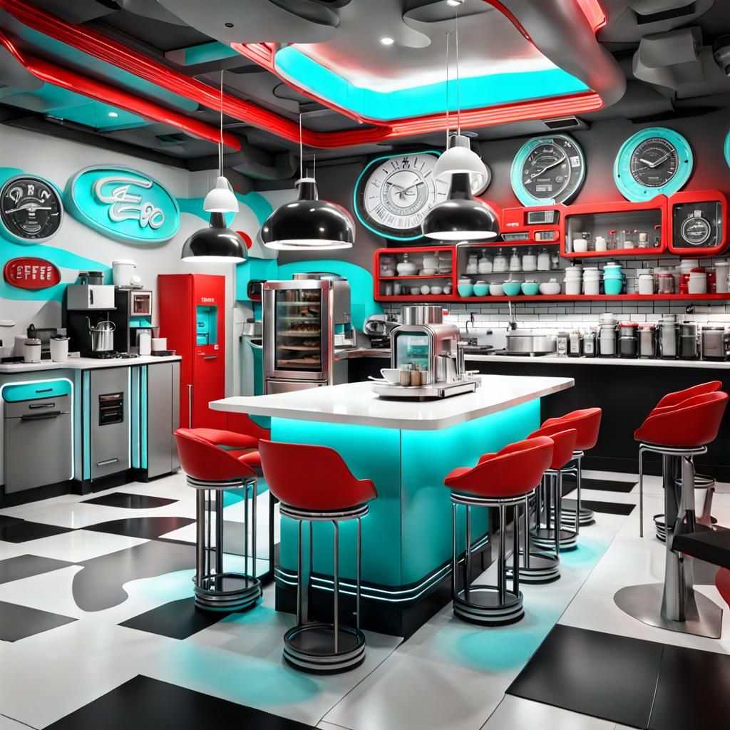 3D, Retro future coffee shop, hyperdetailed hyper-realistic,...
