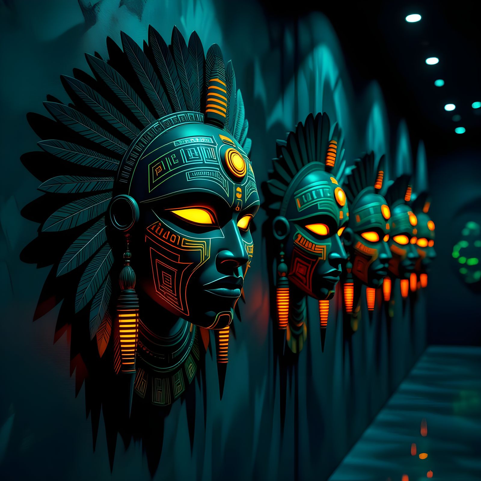 Futuristic Tribal Masks in Neon Gallery