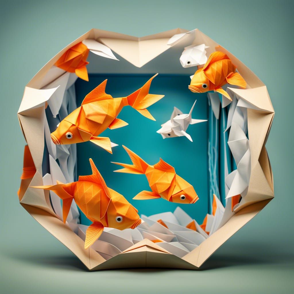 A family of goldfish in a room inside a fishbowl  by @Sentient Carcass