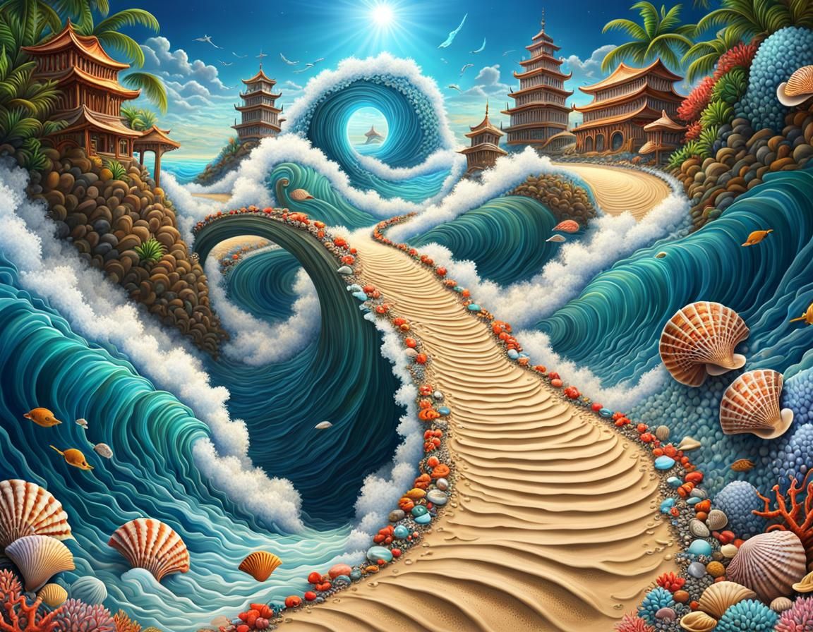 Dynamic Water Path to Tsunami in Fantasy Art