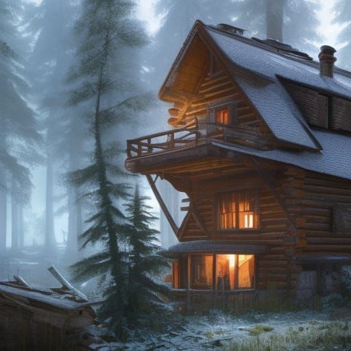 Cozy Cabin Portrait in Hyperdetailed Style