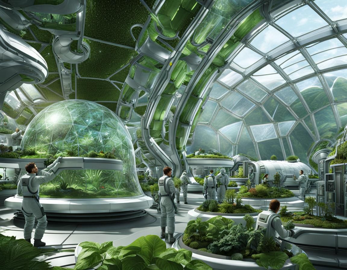 Life on a spaceship. Space farmers inside CGAP biodomes.  by @Phaedrus