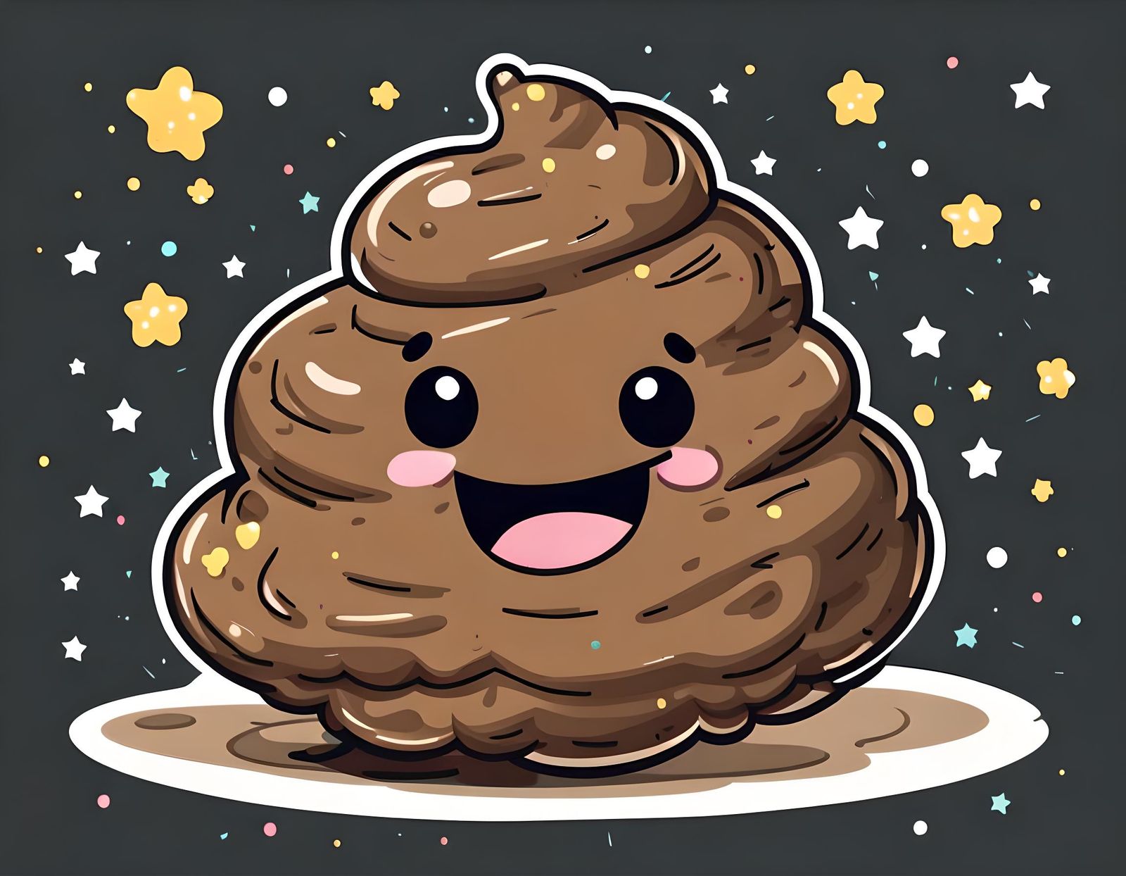 Chibi fun smiling lump of poop, jumping around during a party - AI ...