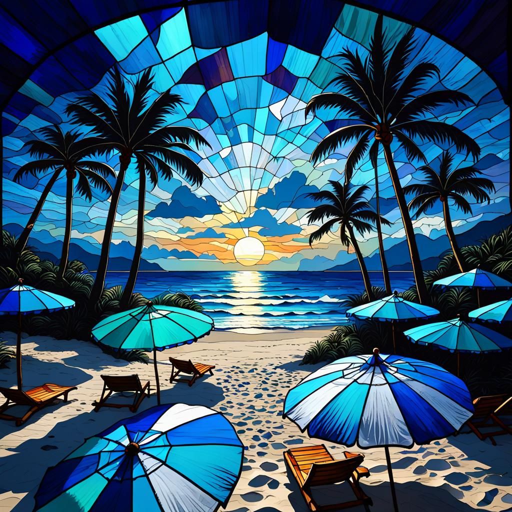 Umbrellas at sunset  by @RedPixie