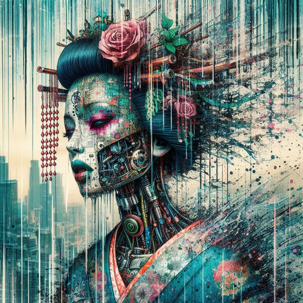 double exposure beautiful fantasy DALL-E 3 portrait landscape..