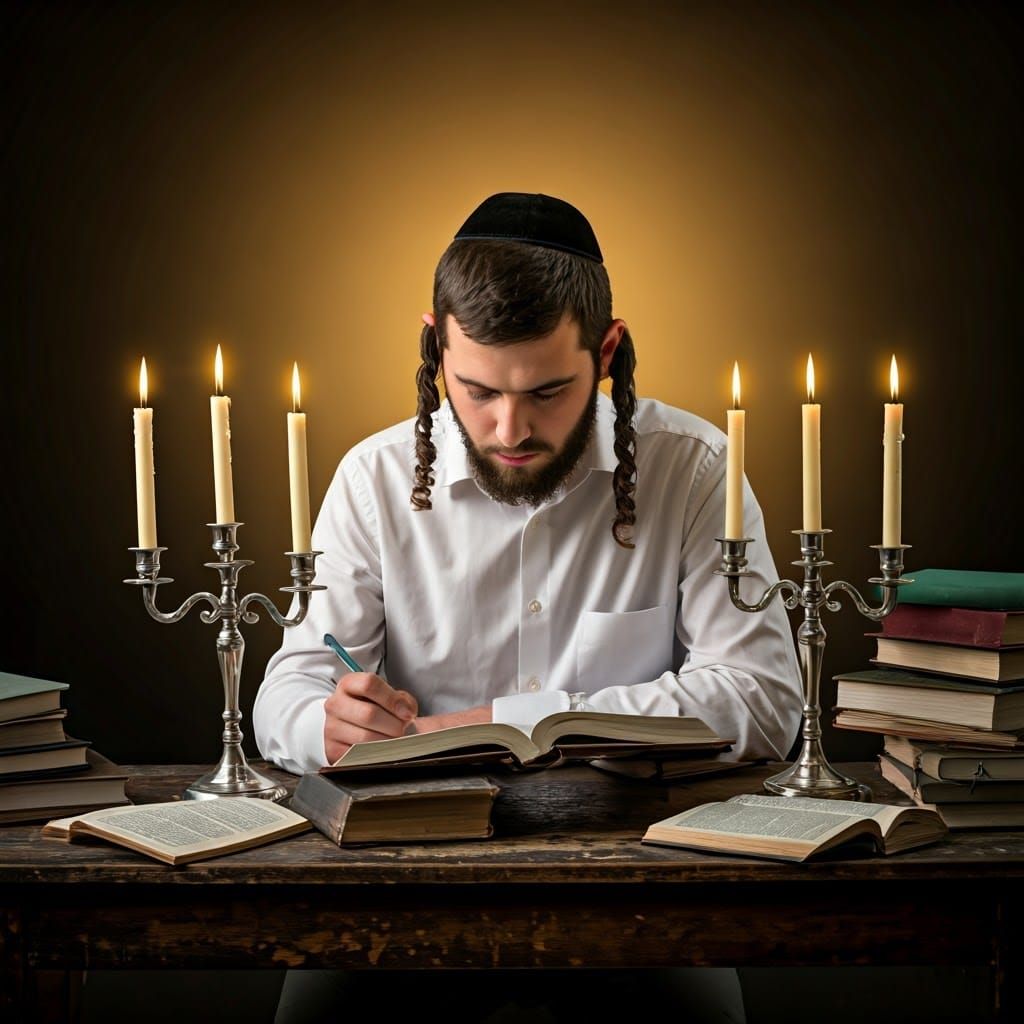 Traditional Orthodox Students Studying in Warm Golden Light