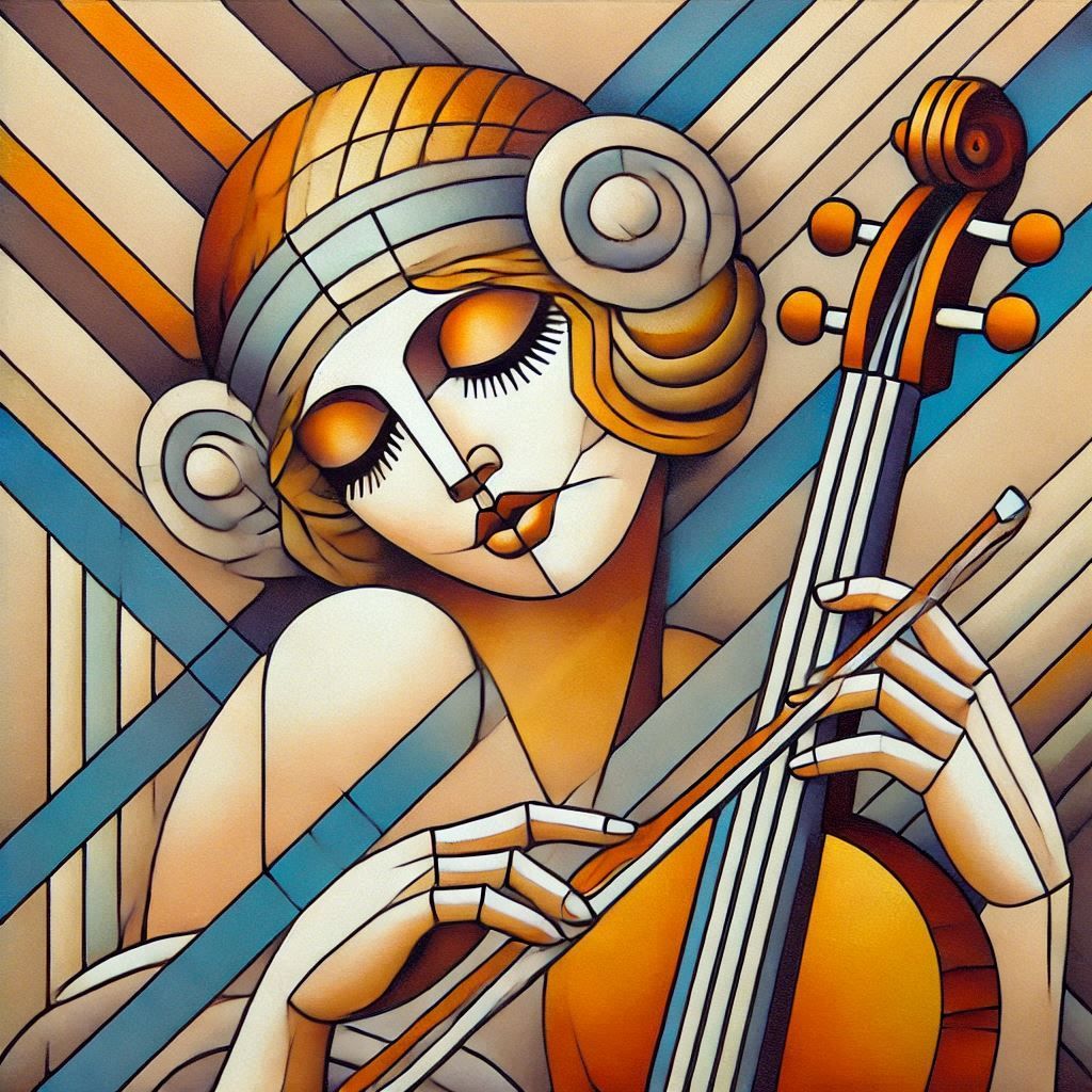 Woman cubist auditioning for a role in the orchestra
