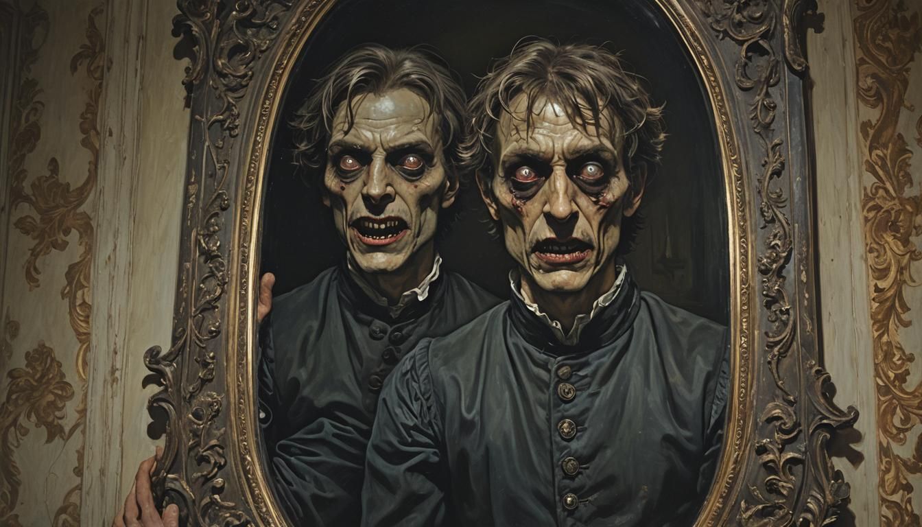 "Create a chilling, dark-themed scene featuring Jacob standi...