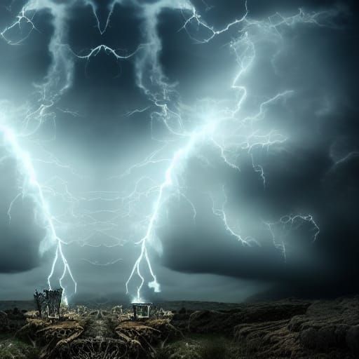 Celestial Angel vs Darkness Skeleton in Thunderstorm