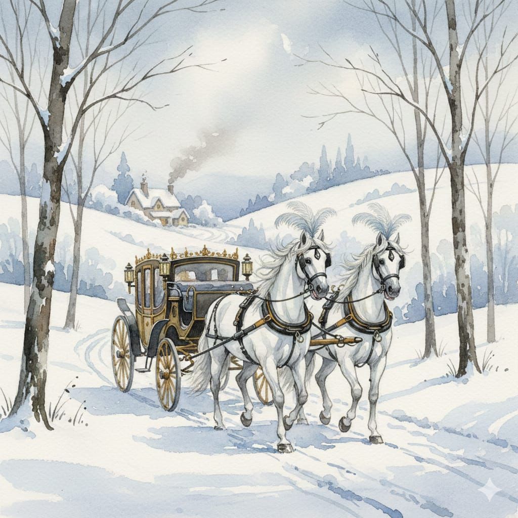 Calèche élégante hivernale