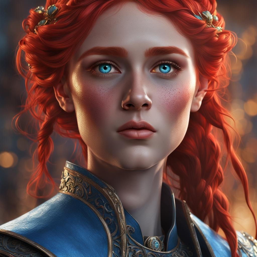 Mina Sundwall. vivid color. arched eyebrows. bright red hair. hyper ...