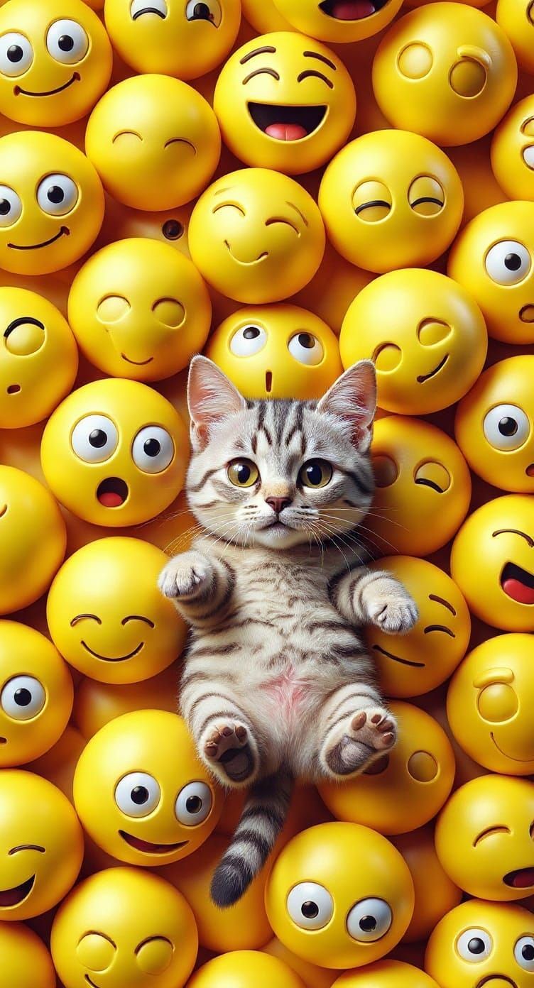 Cat Buried in Emojis