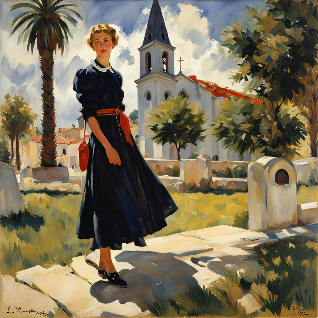 Girl near the church