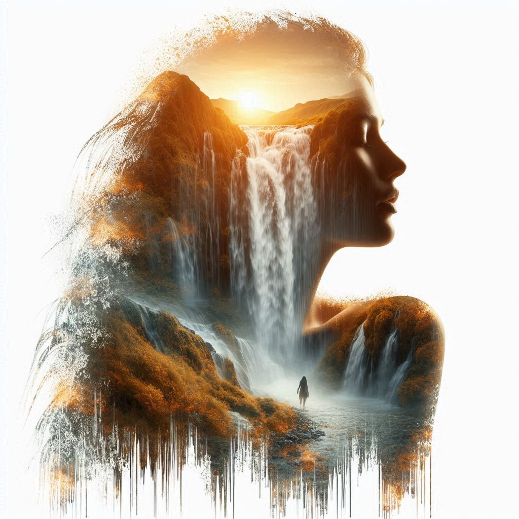 double exposure beautiful fantasy portrait landscape..