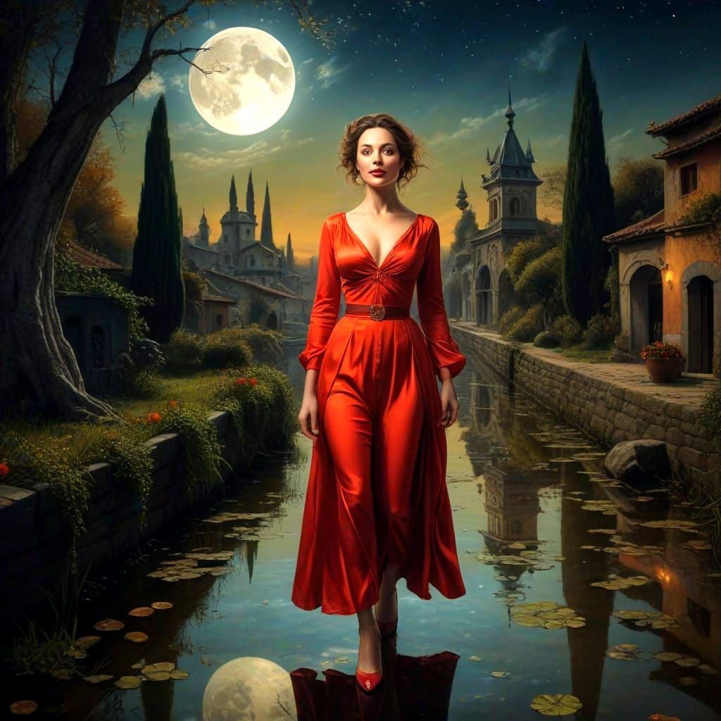 Ethereal Goddess in Vibrant Surreal Landscape